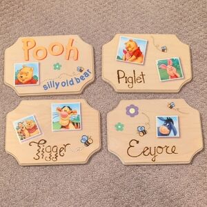 Winnie the Pooh Set Of 4 Character Plaques EUC